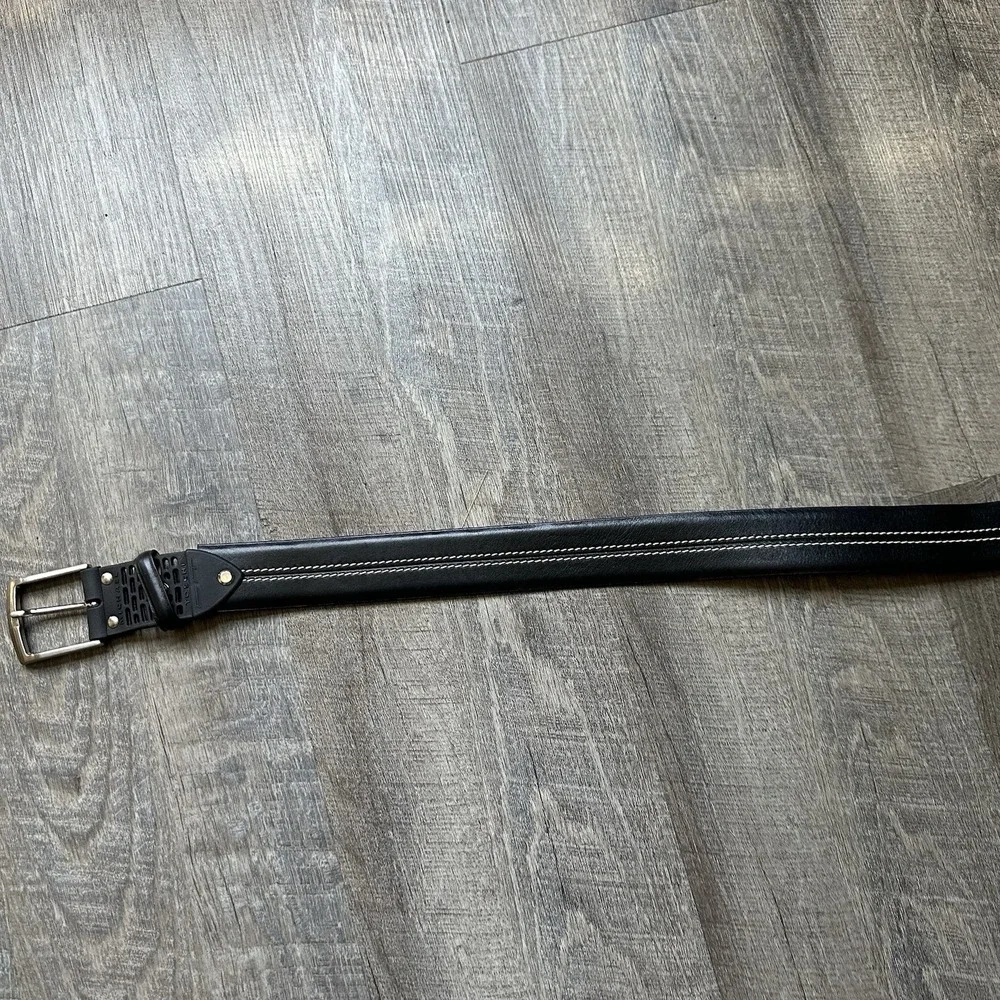 Michael Toschi Black‎ Leather Belt Black Perforated Rubber Section 40 EXCELLENT